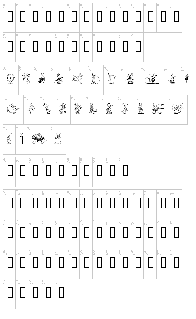 Easter Bunny font map